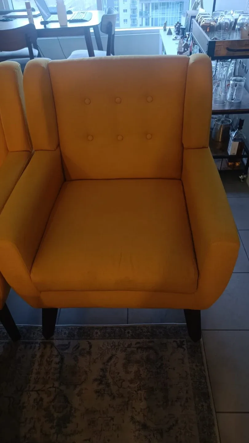 Yellow Tufted Sofa 3 piece living room set image indicator(5)