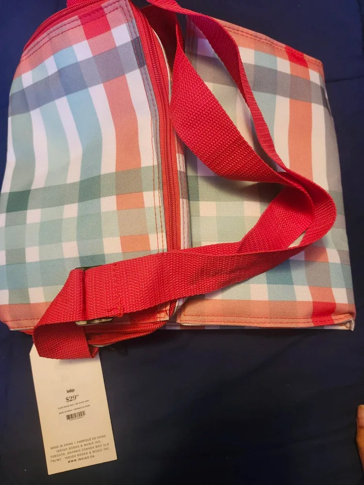 Indigo Insulated Cooler Bag - Plaid Design