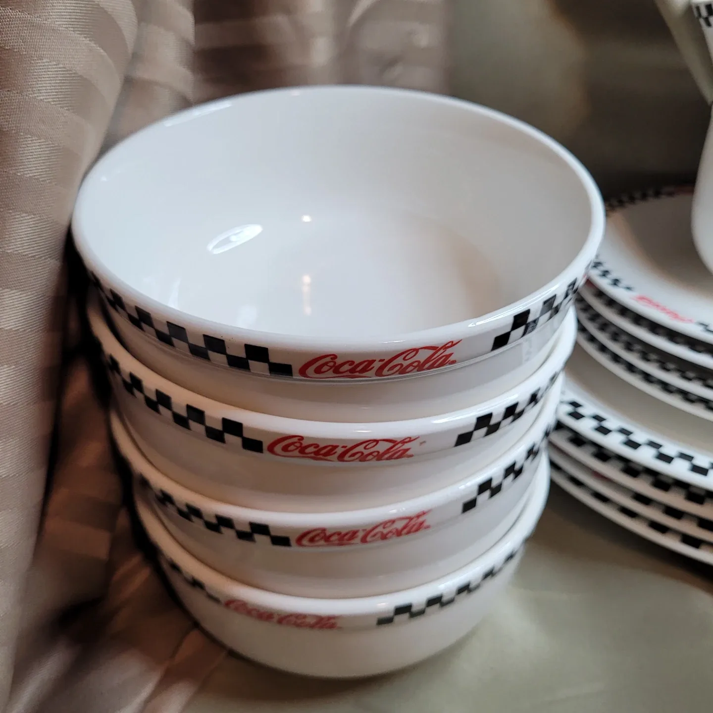 Gibson Coca-Cola Coke Soda Pop Retro Checker Themed Ceramic... image indicator(3)