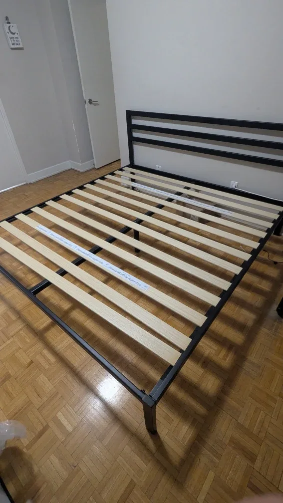 King size Bed frame with 12inch Mattress with 2 unused sheets image indicator(7)