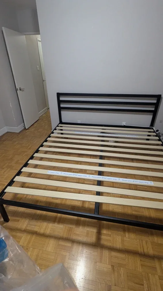 King size Bed frame with 12inch Mattress with 2 unused sheets image indicator(8)