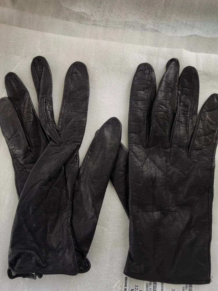 Leather Gloves - Black, Size M - photo 2