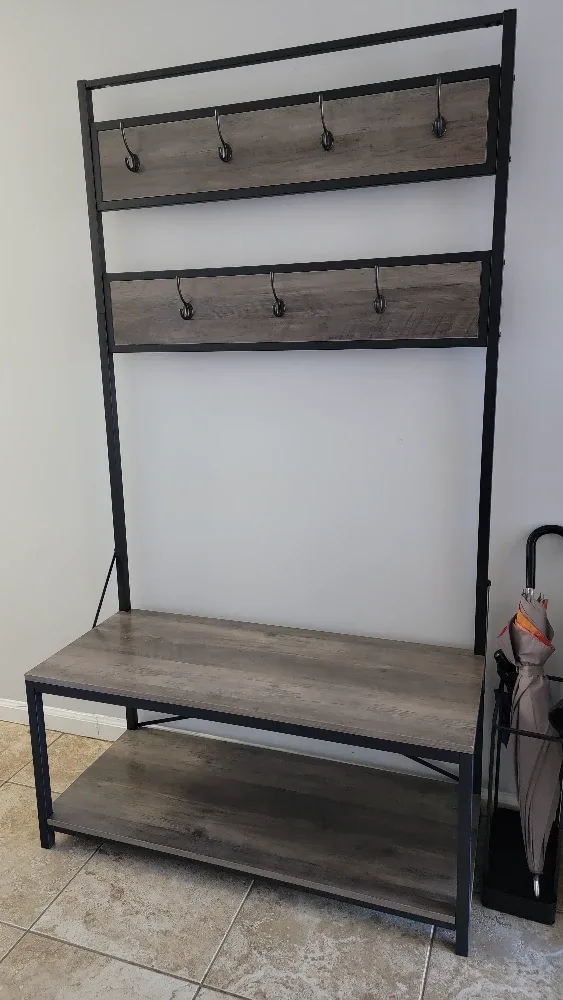 Bench & Coat Rack - Entryway Organizer