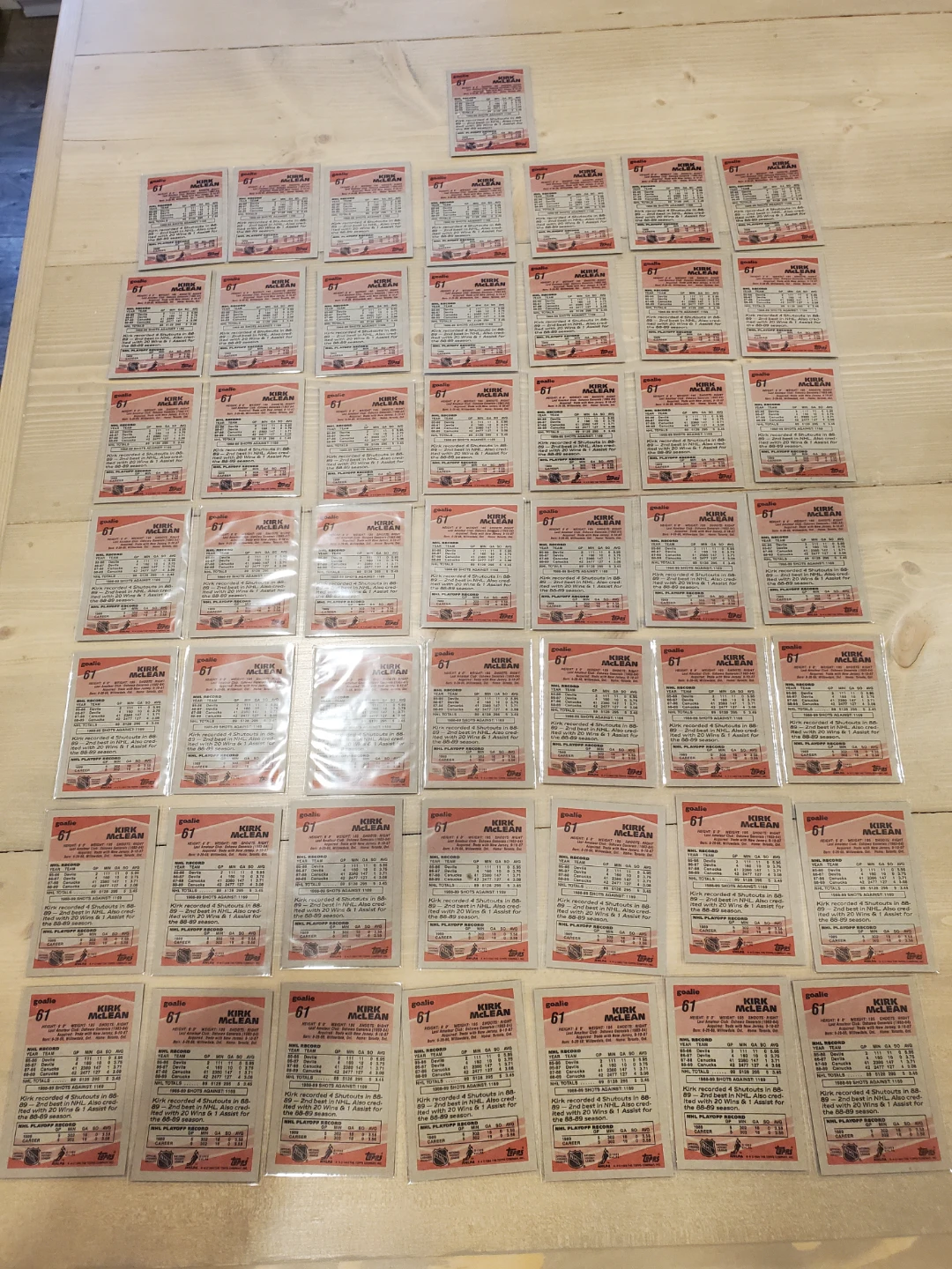 1989 Kirk McLean Topps ROOKIE Cards ( 50 Total) - photo 2