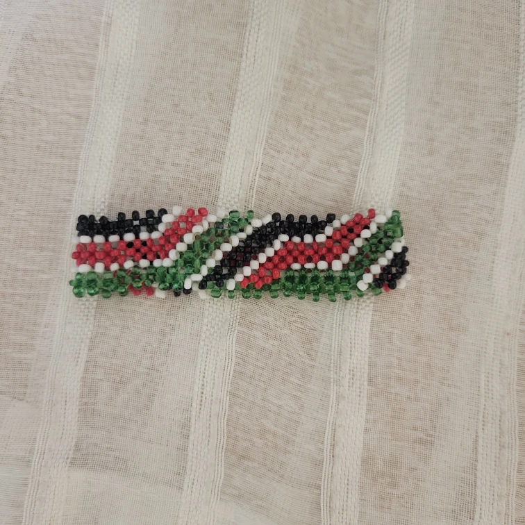 Beaded Bracelet - Black, Red, Green, White