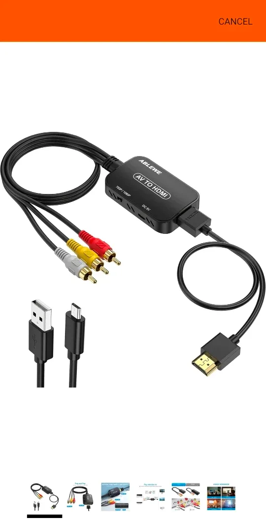 RCA to HDMI Converter, 1080P, AV to HDMI