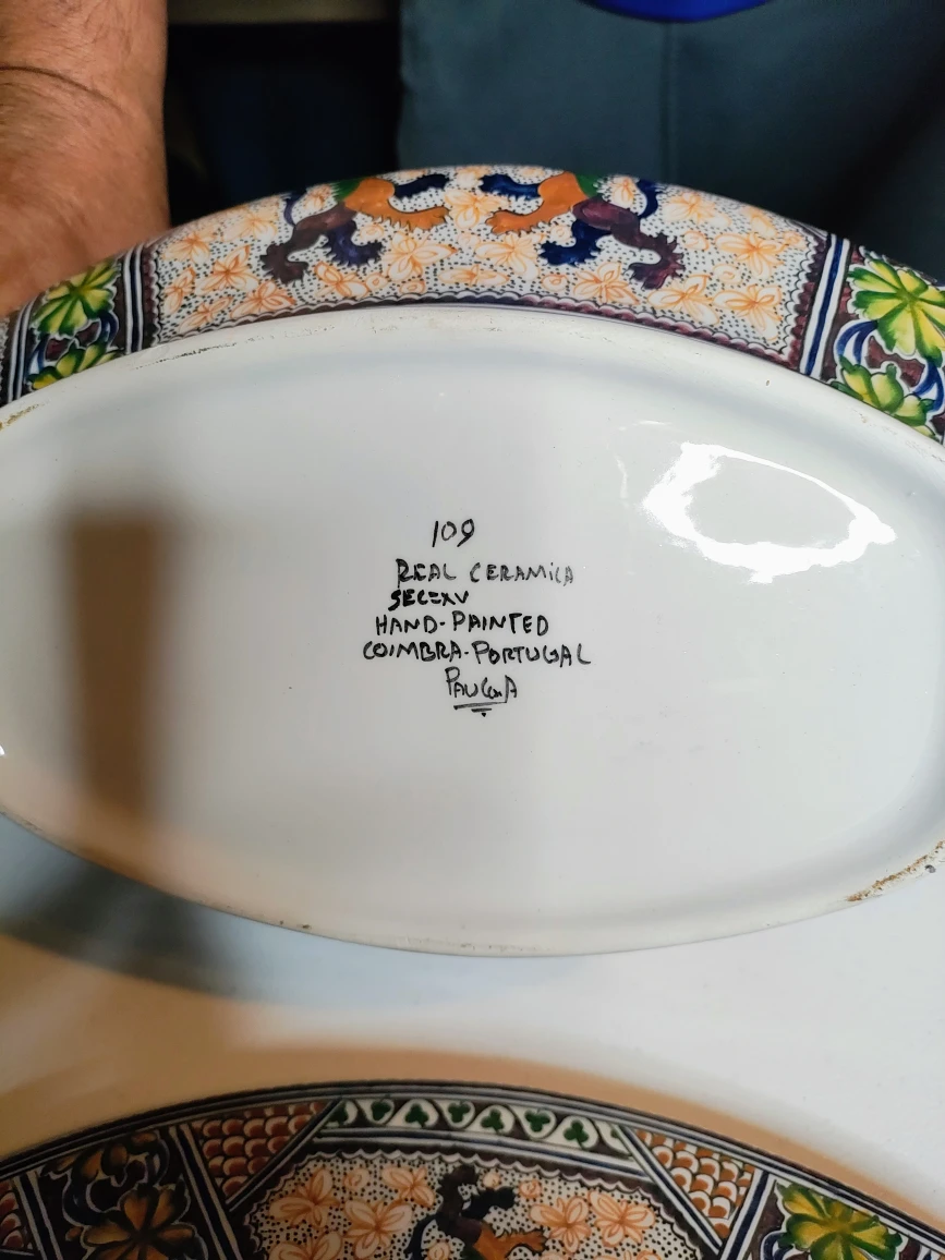 Vintage Hand-Painted Portuguese Lidded Tureen & Spoon - photo 5