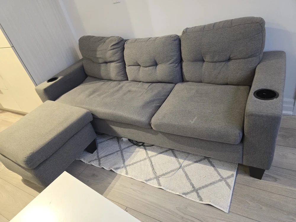 Grey Sofa with Ottoman - photo 3
