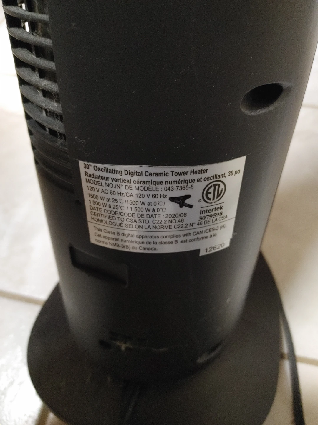 30" Oscillating Digital Ceramic Tower Heater - photo 3