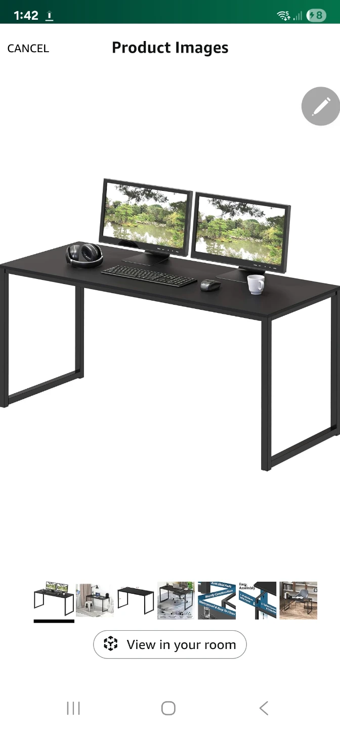 SHW Mission Black Computer Desk (48 inch)