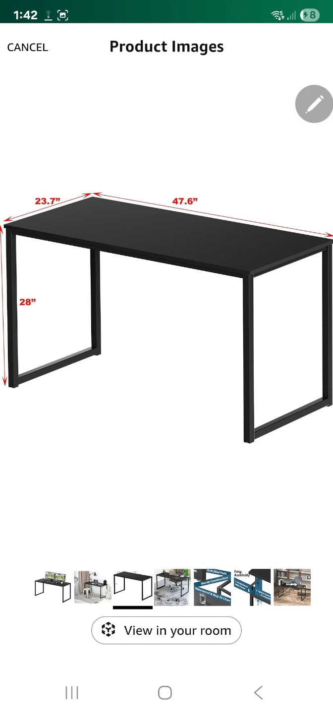 SHW Mission Black Computer Desk (48 inch) - photo 2