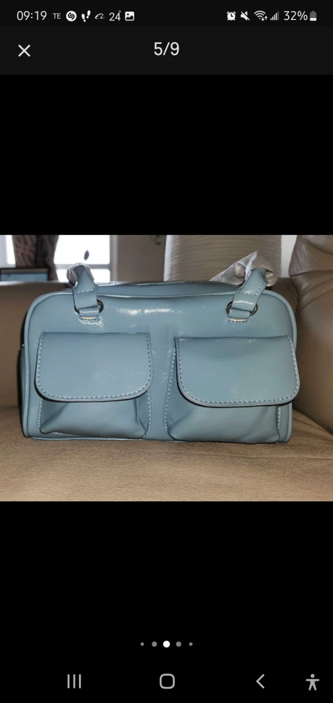 Blue Handbag with Pockets - photo 4