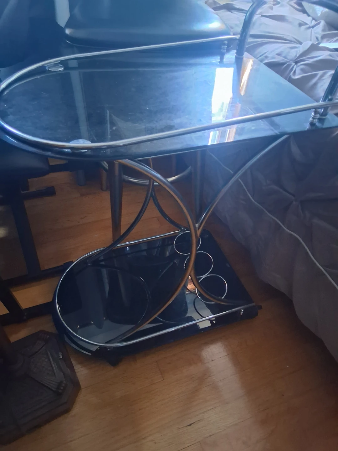 Black Glass Top Bar Cart - photo 3