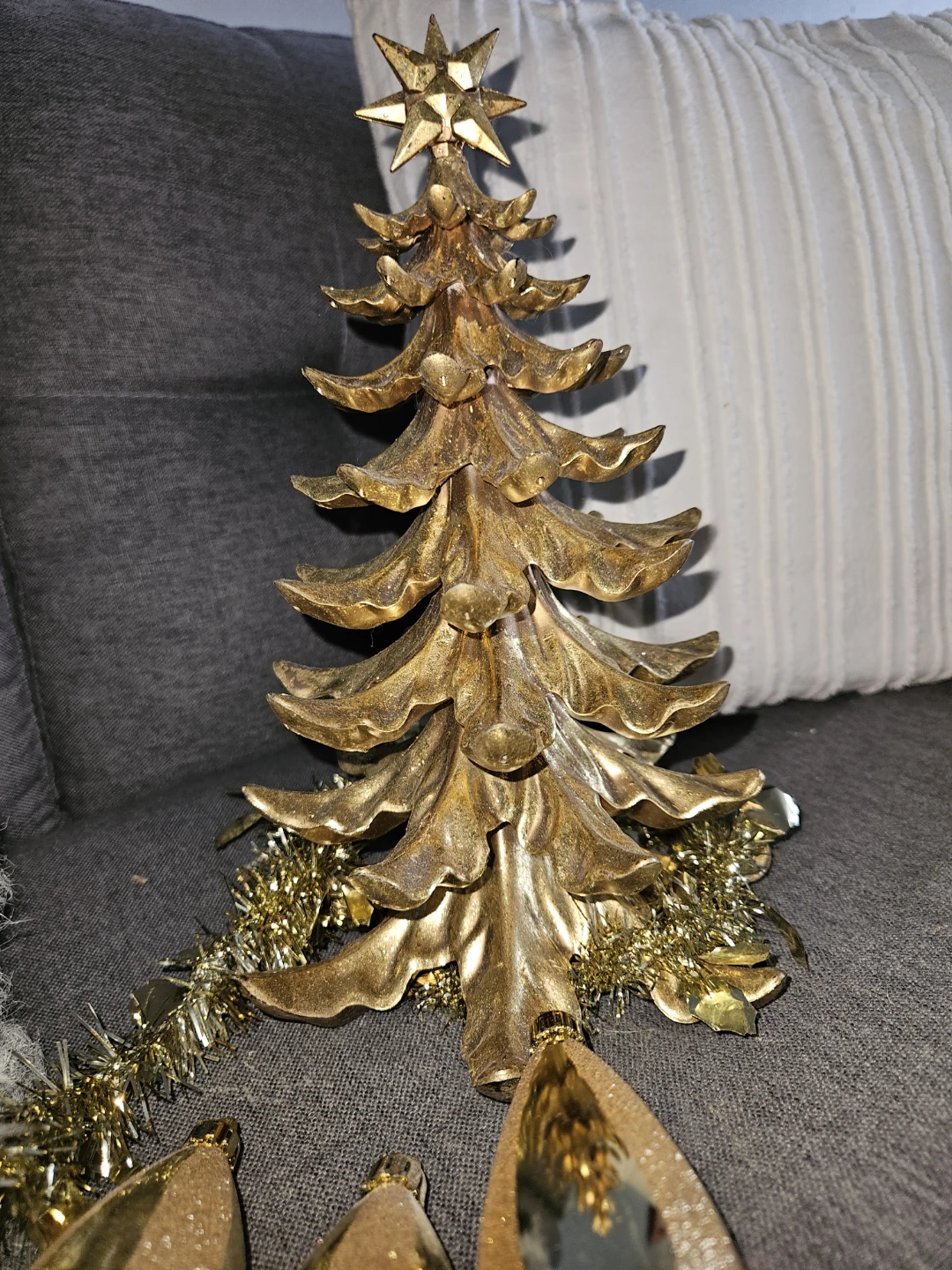 Gold Christmas Decorations & Metal Sleigh Basket - photo 5