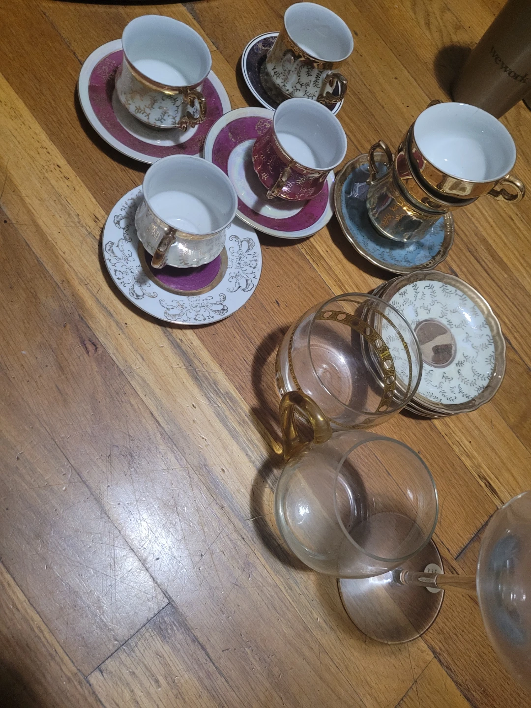 Mixed Tea Cups and Wine Glasses
