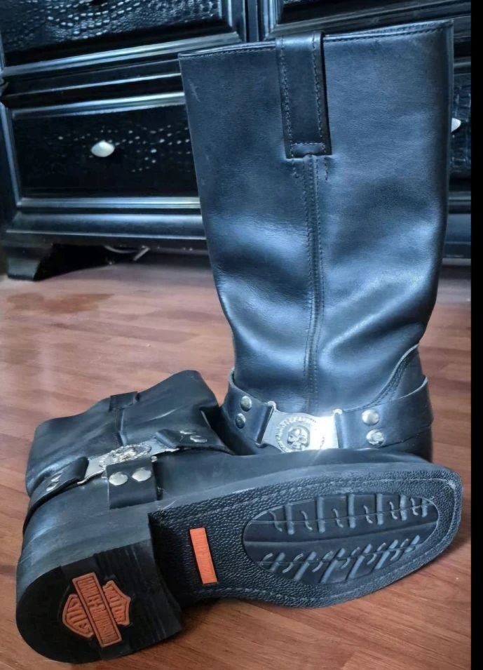 Never worn! Harley Davidson Black Leather Motorcycle Boots🥕 - photo 2