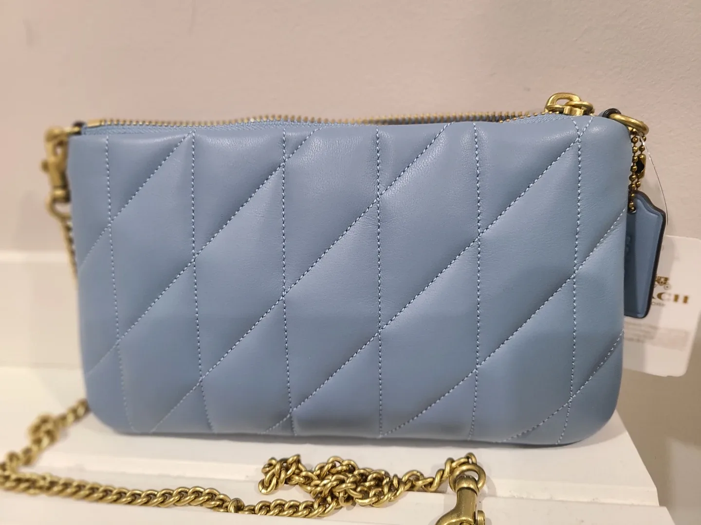 NWT Coach Pouch Bag With Pillow Quilted in Bluebell Colour thumbnail