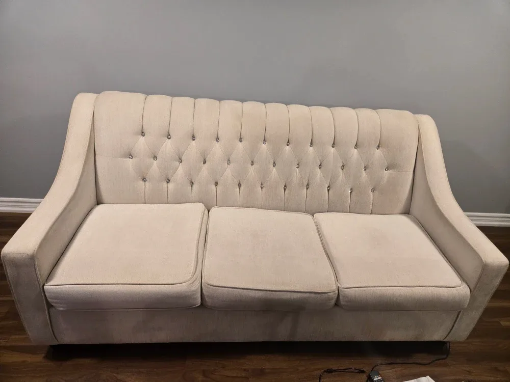 Beige Tufted Sofa and Loveseat Set