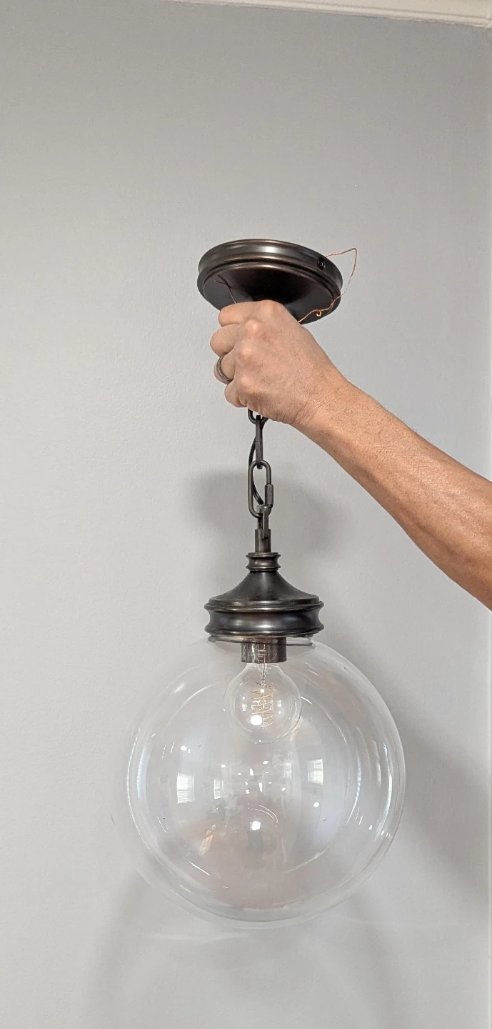 2 Large Globe Pendant Light Fixtures - photo 5