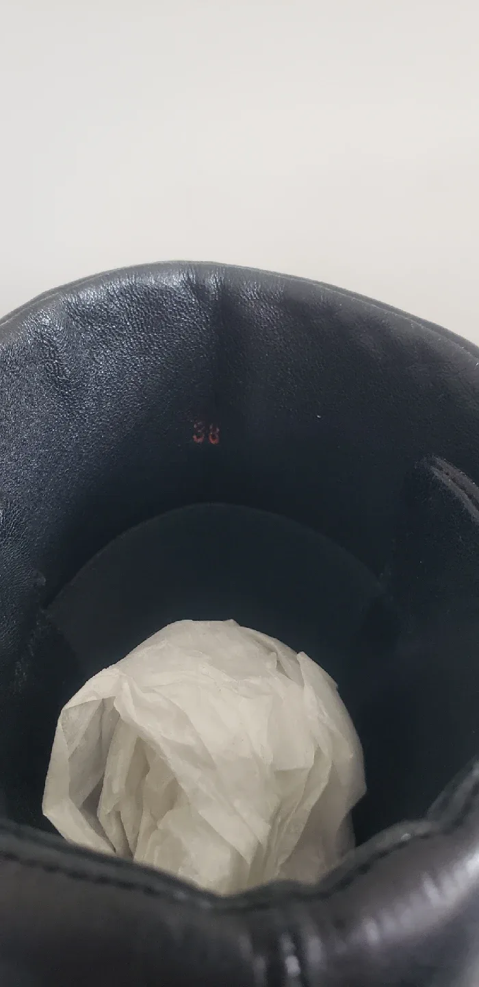 Prada Black Leather Wedge Boots Sz 38 image indicator(7)