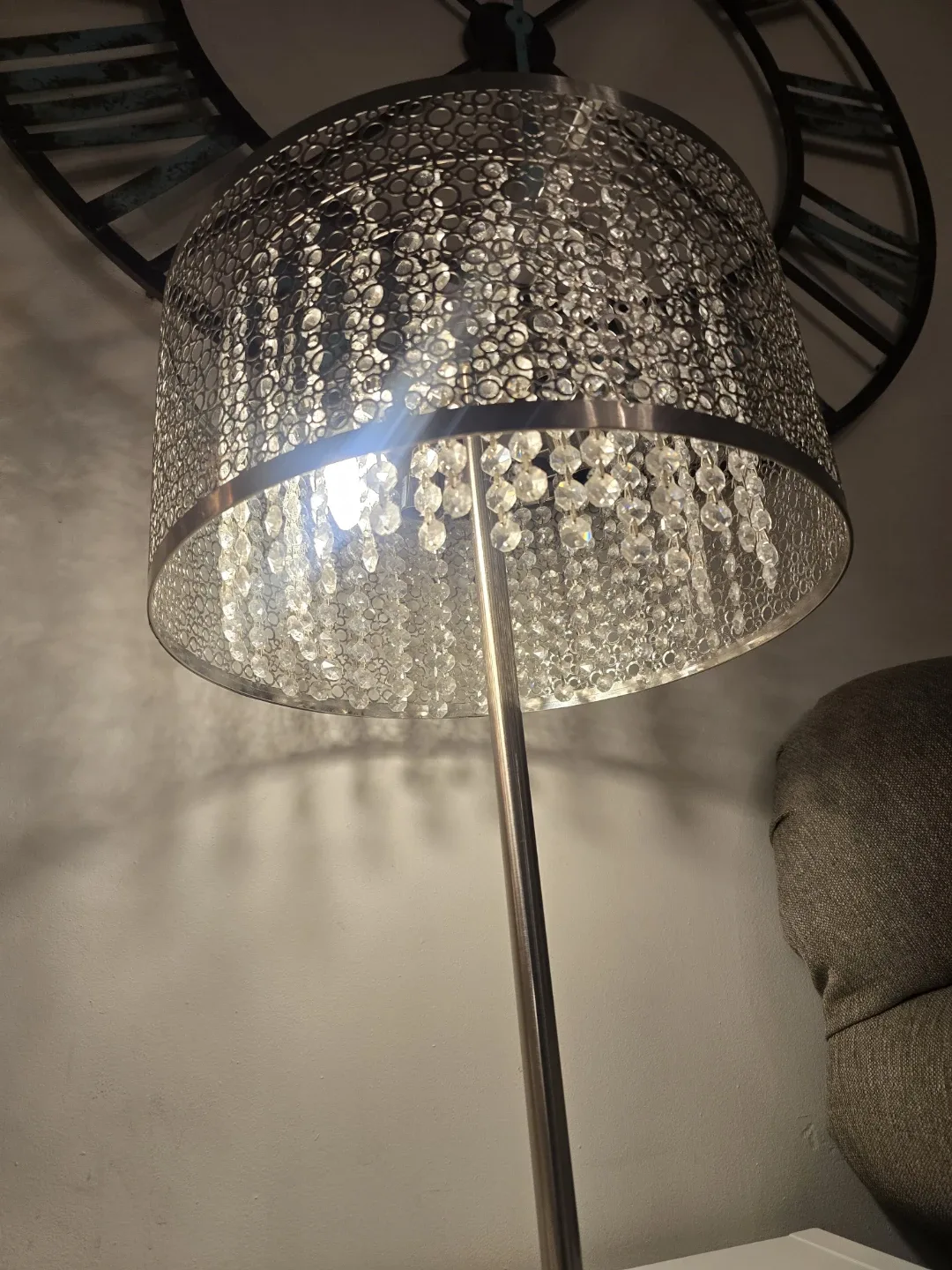 Set of 2 Silver Metal & Crystal Lamps image indicator(3)