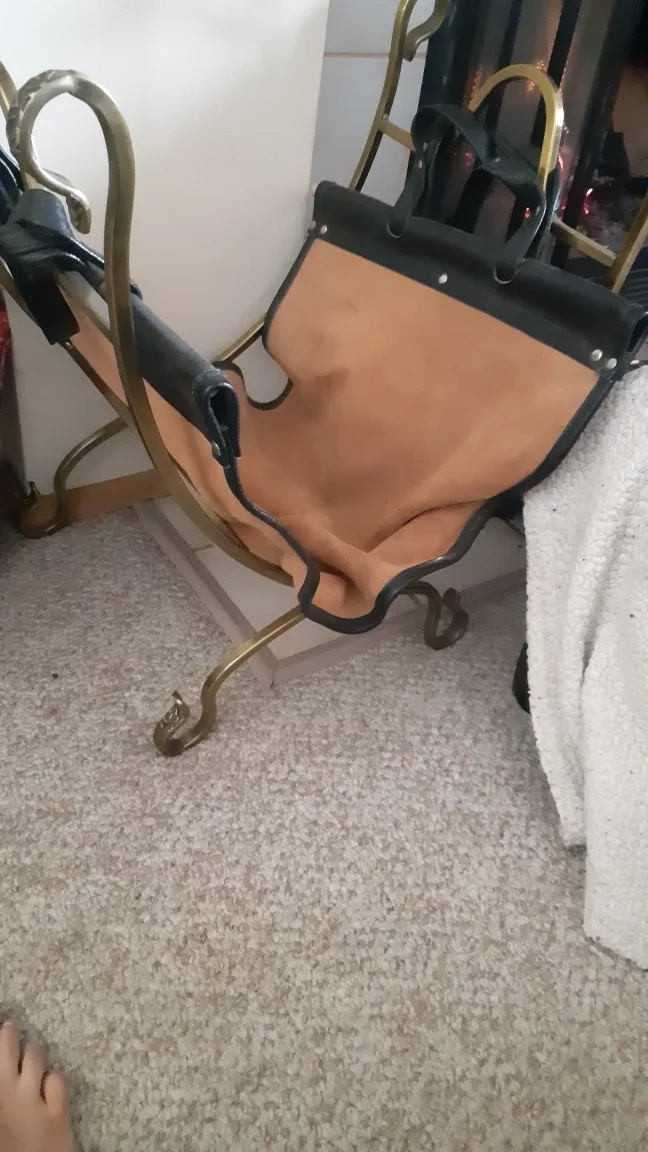 Brass and canvas wood holder