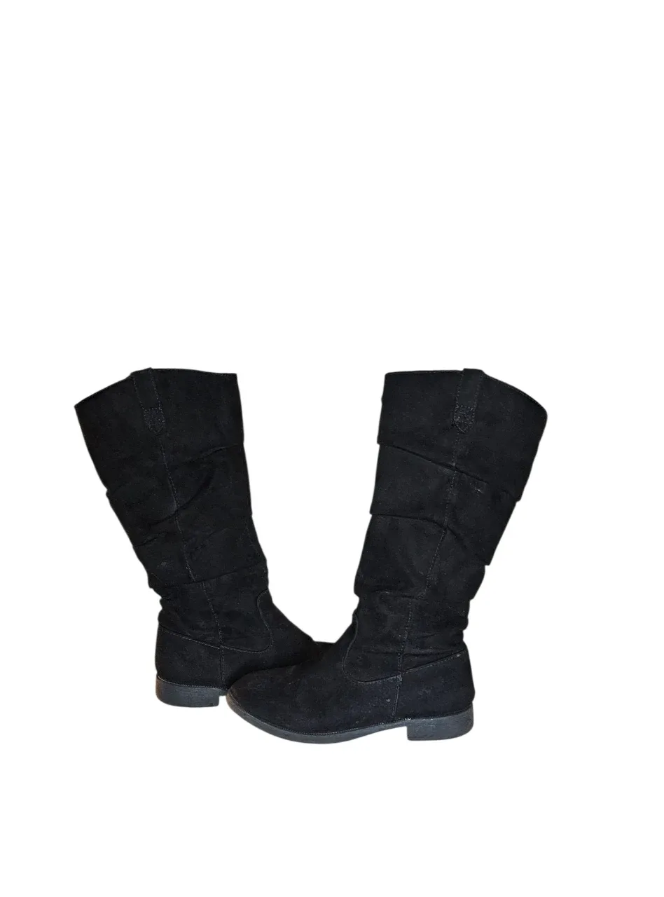 Tessa Black Faux Suede Tall Zippered Boots - Girls Size 13M image indicator(7)