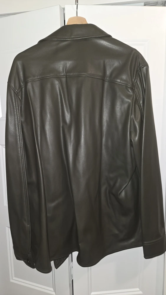 Zara Faux Leather Olive Green Shirt Jacket - Size L - photo 2