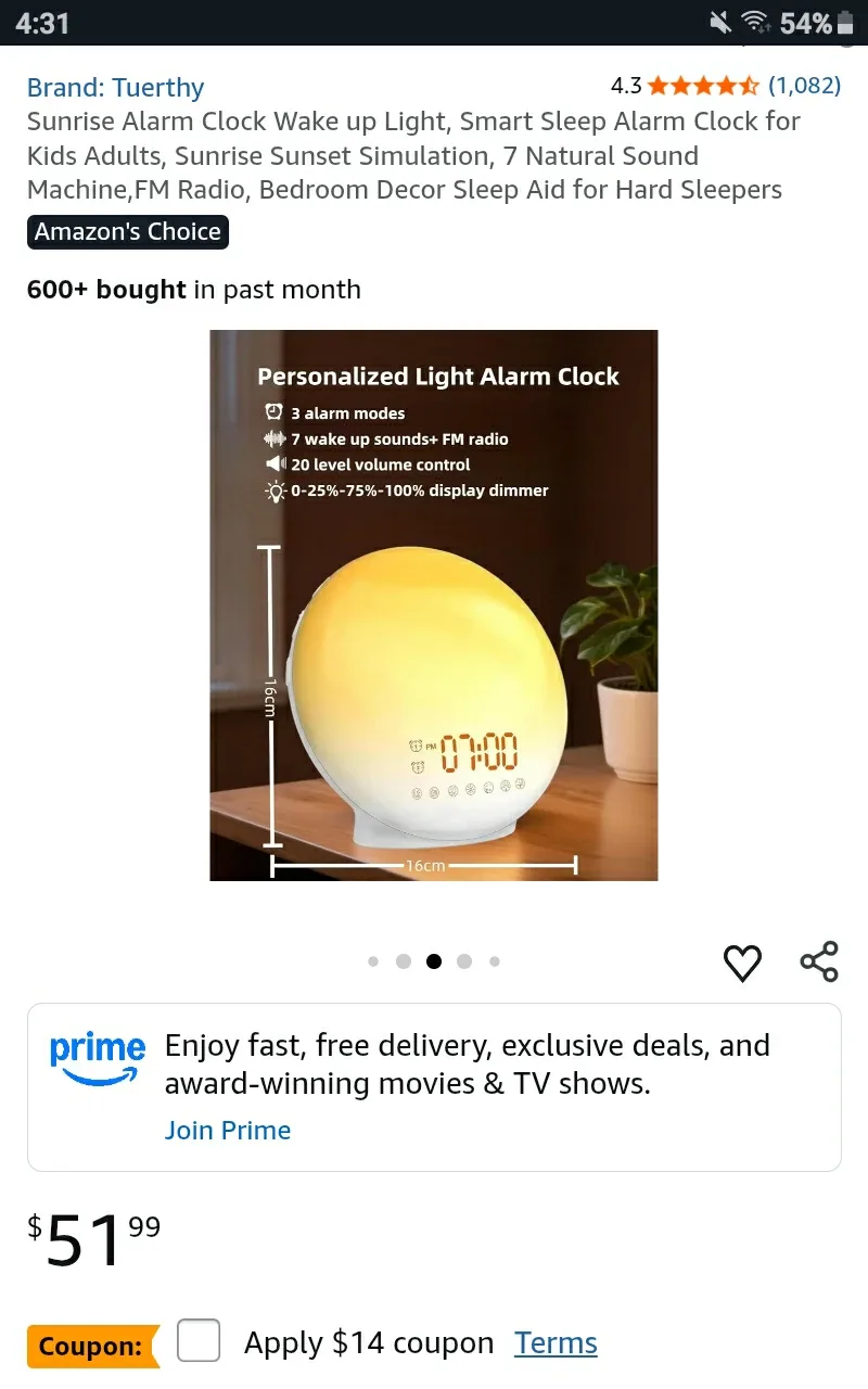 Wake Up Lamp w / Alarm Clock & Radio - Retails $51.99+Tx image indicator(8)