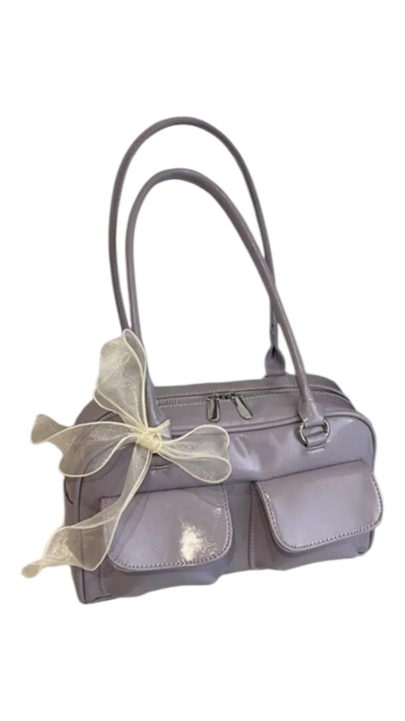 Lilac Handbag with Ribbon