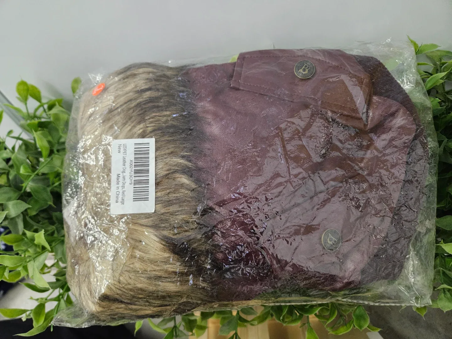 New Faux Leather Dog Coat, Size L image indicator(4)