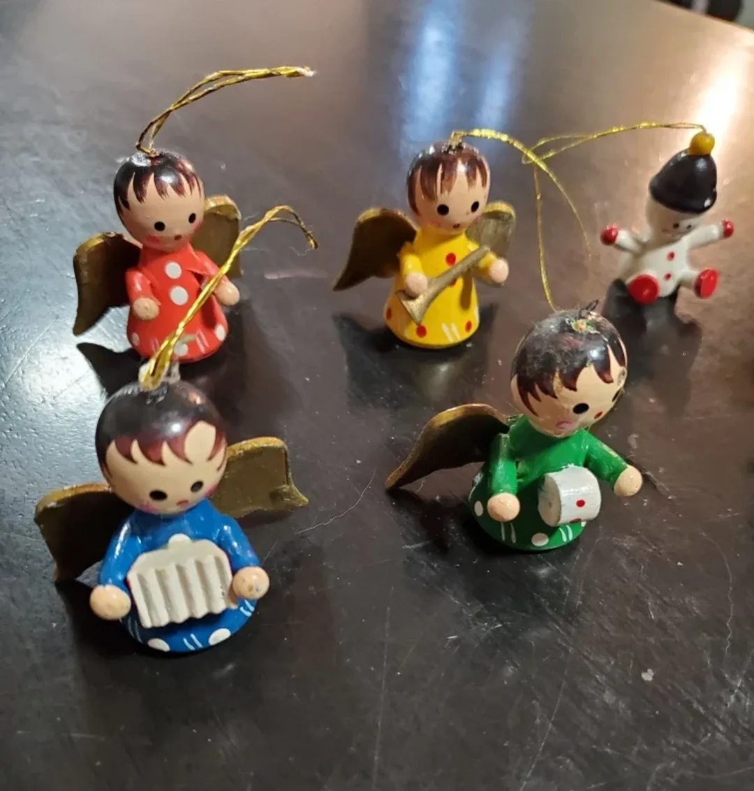 7 Vintage wooden Angel Christmas Ornaments image indicator(2)