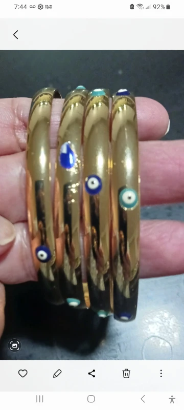 Gold Tone Evil Eye Bangles - Set of 4