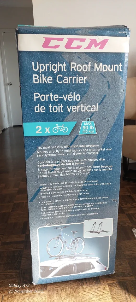 CCM Upright Roof Mount Bike Carrier - New in Box!