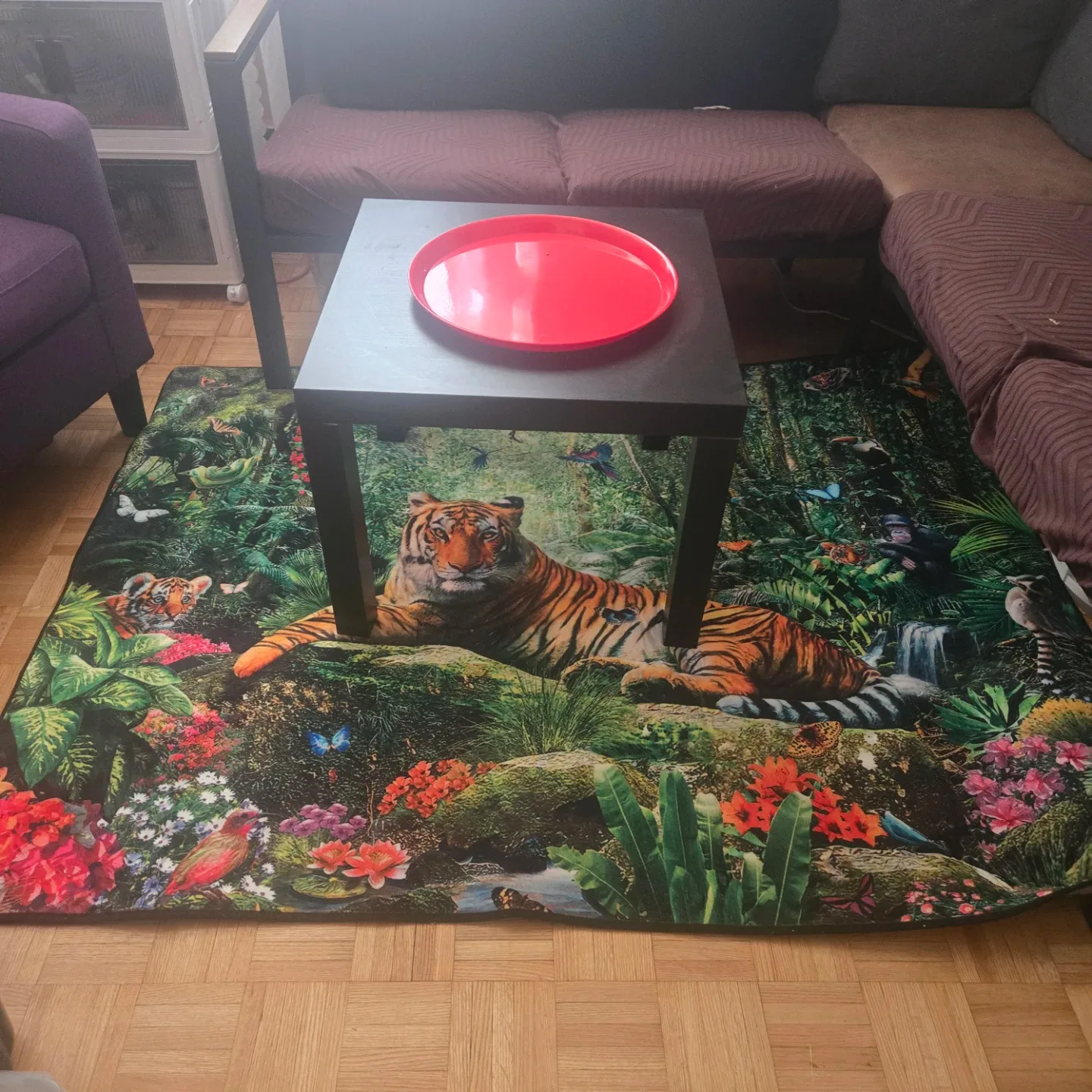 Rug with Tiger and Jungle Print thumbnail