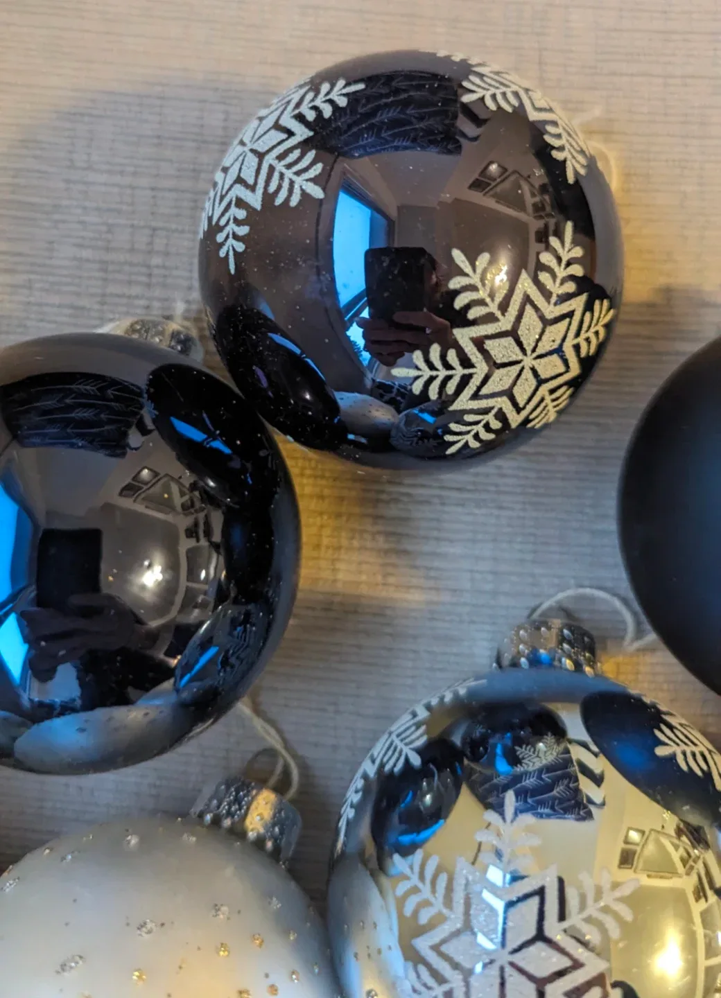 Christmas Ornaments - Silver, Blue, White image indicator(4)