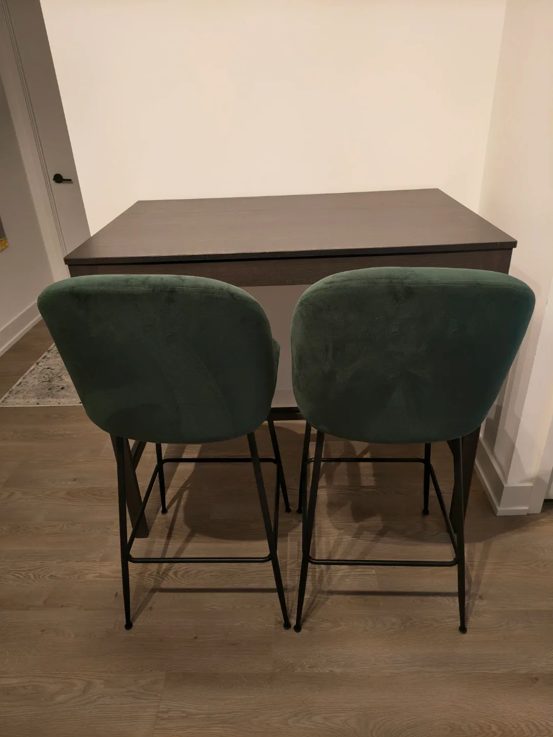 Set of 2 Green Velvet Bar Stools image indicator(2)