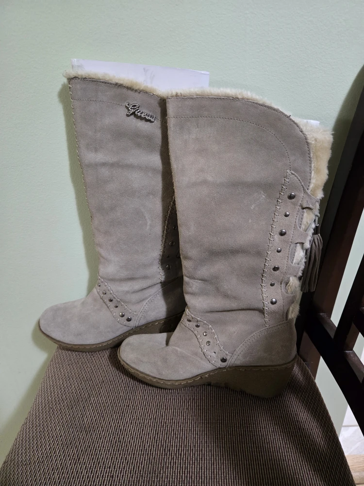 Guess Suede Wedge Knee High Boots- size 6 Narrow - photo 2