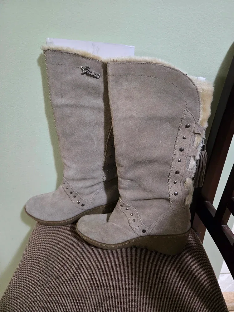 Guess Suede Wedge Knee High Boots- size 6 Narrow image indicator(2)