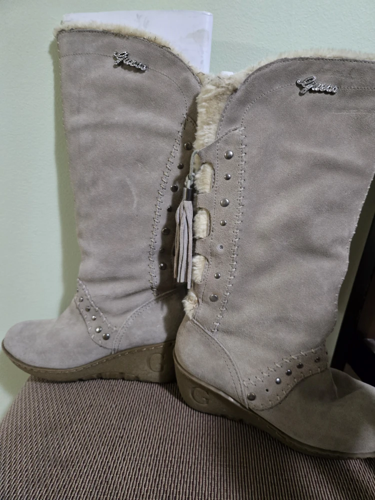 Guess Suede Wedge Knee High Boots- size 6 Narrow - photo 5