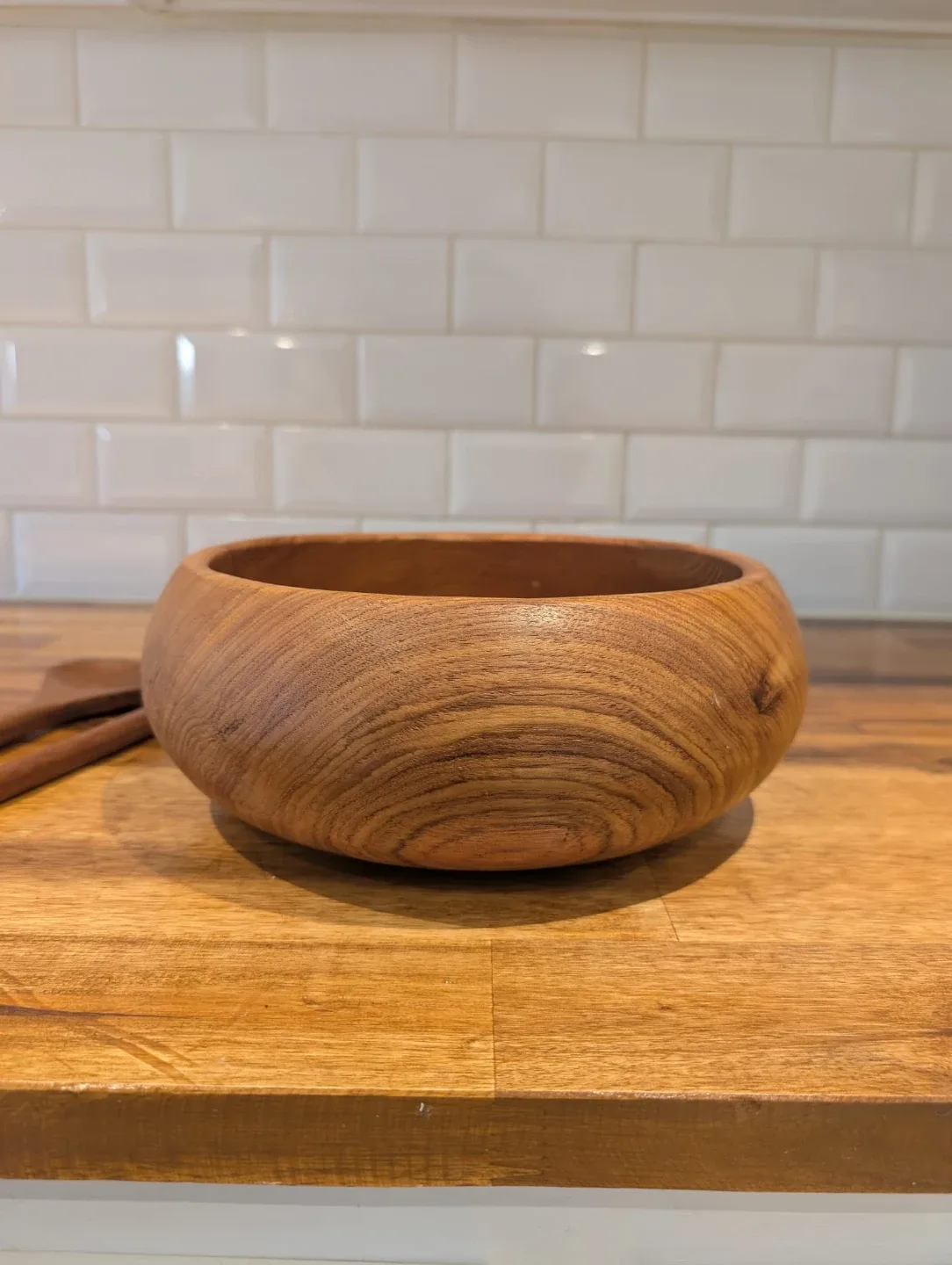 MCM Teak Salad Bowl with Serving Spoons image indicator(5)