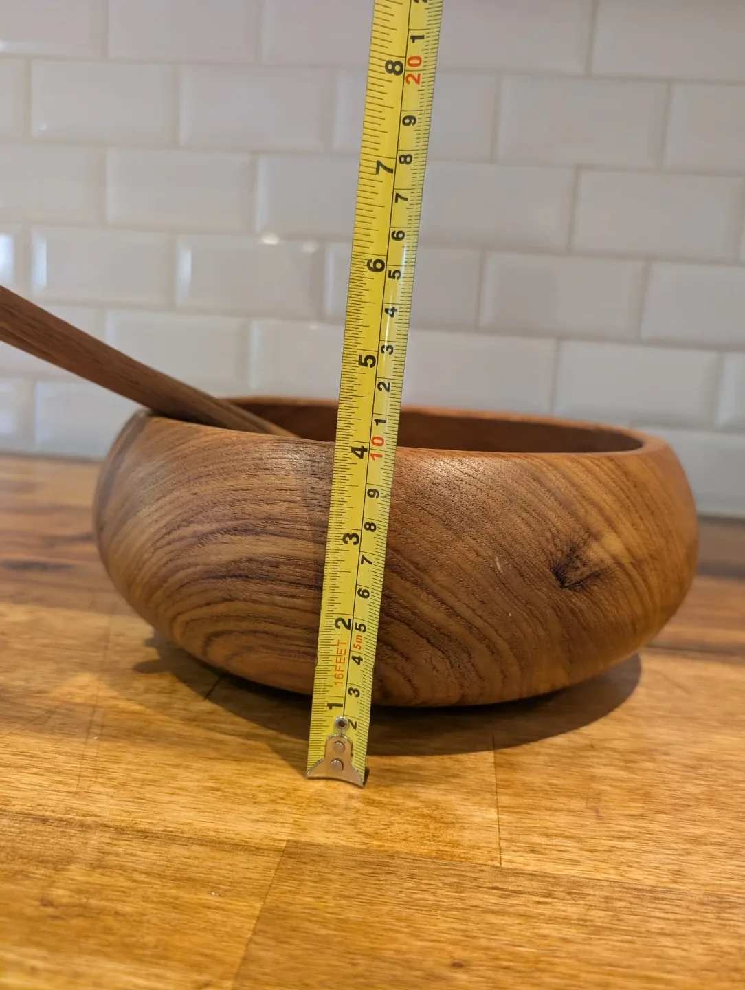 MCM Teak Salad Bowl with Serving Spoons image indicator(9)