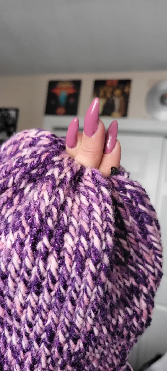 Handmade Purple Knit Beanie image indicator(2)