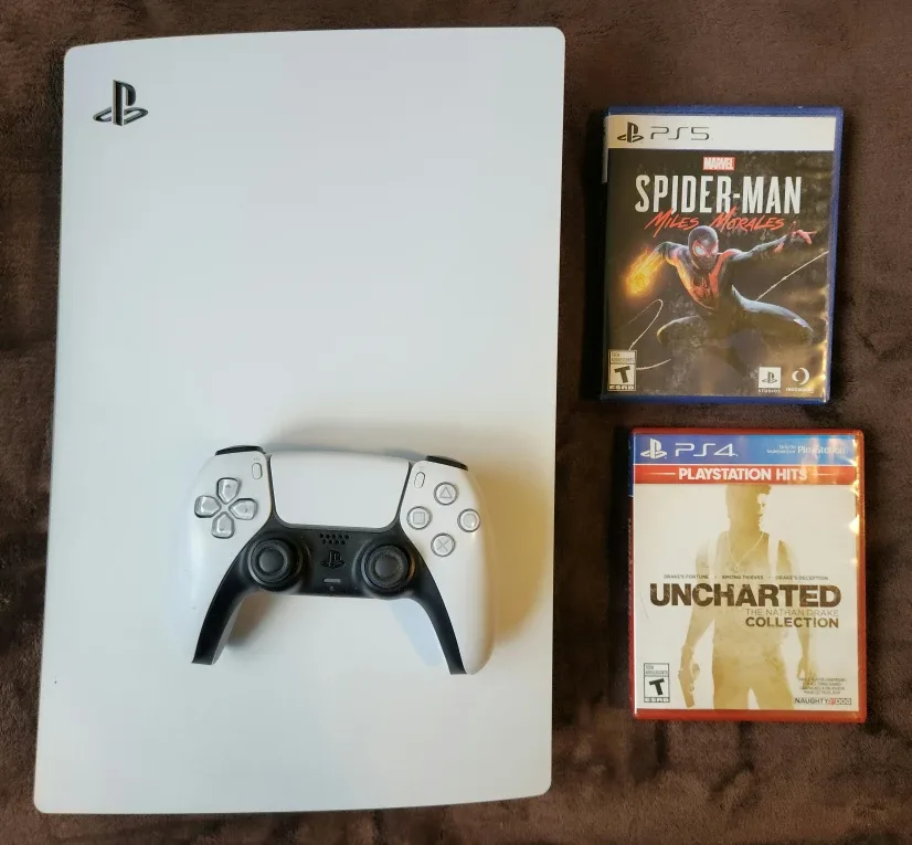 PlayStation 5 Console (Disk, 1TB) with Games & Controller image indicator(2)