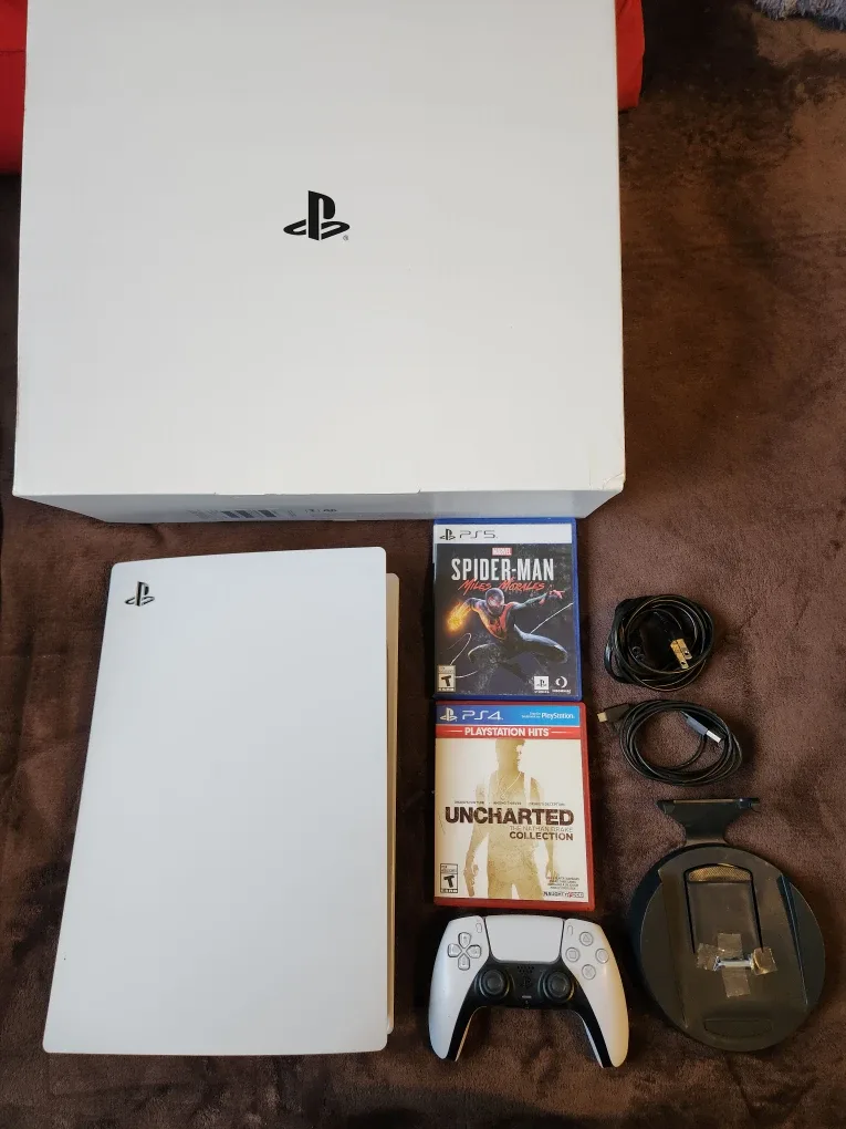 PlayStation 5 Console (Disk, 1TB) with Games & Controller image indicator(4)