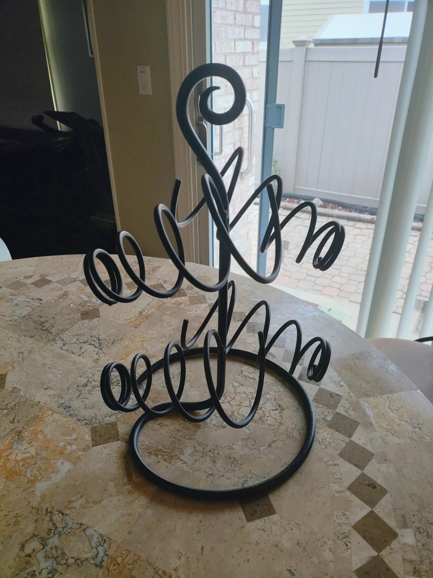 4 Bottle Black Metal Countertop Wine Rack