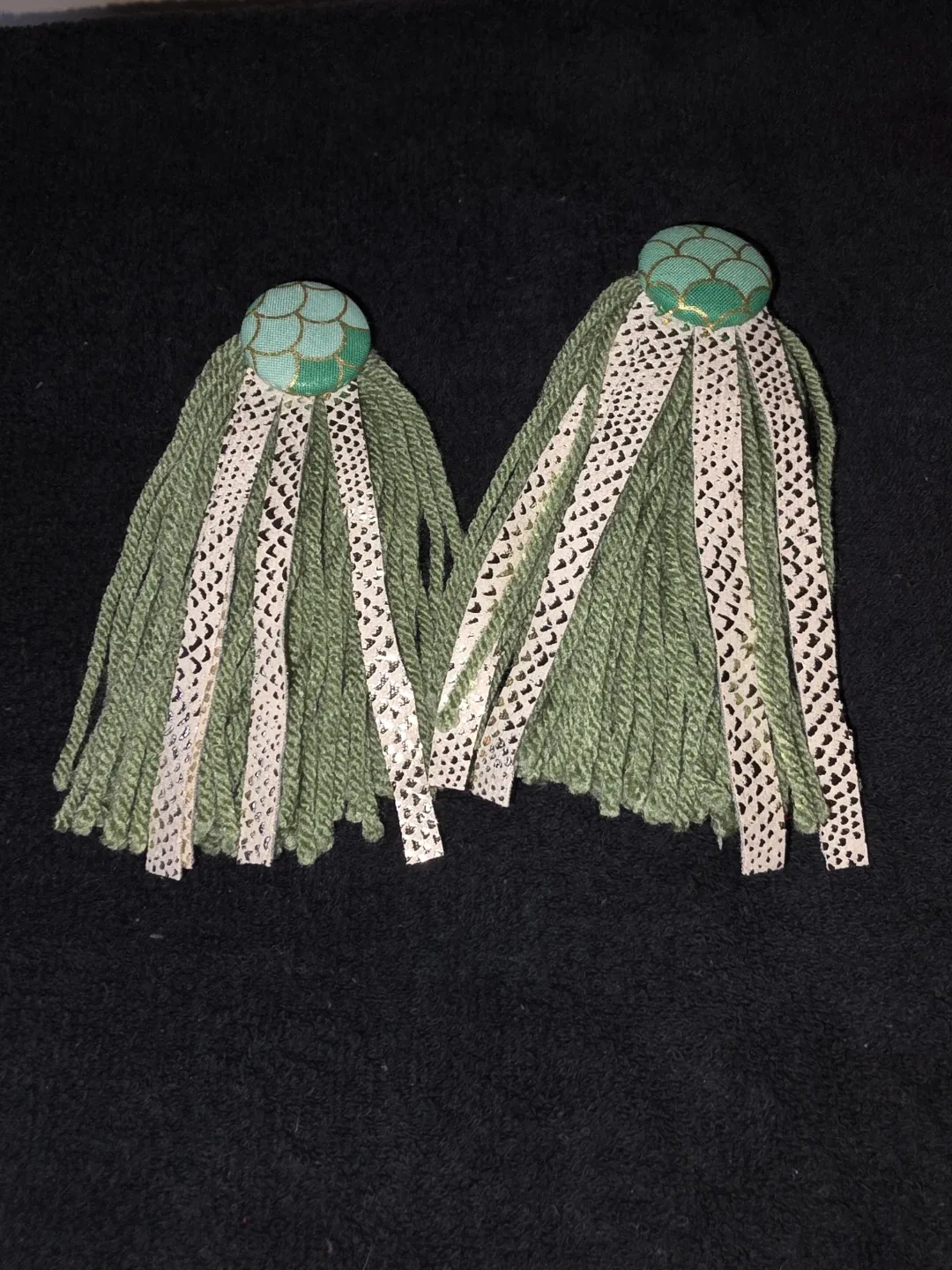Green Tassel Earrings