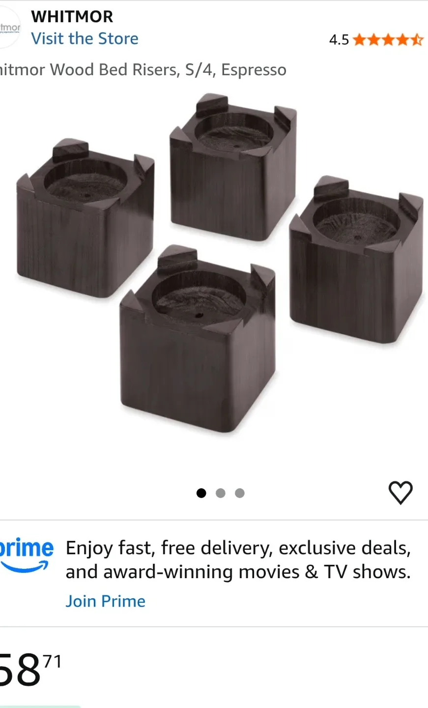 Whitmor Wood Bed Risers - Set of 4 Espresso image indicator(5)