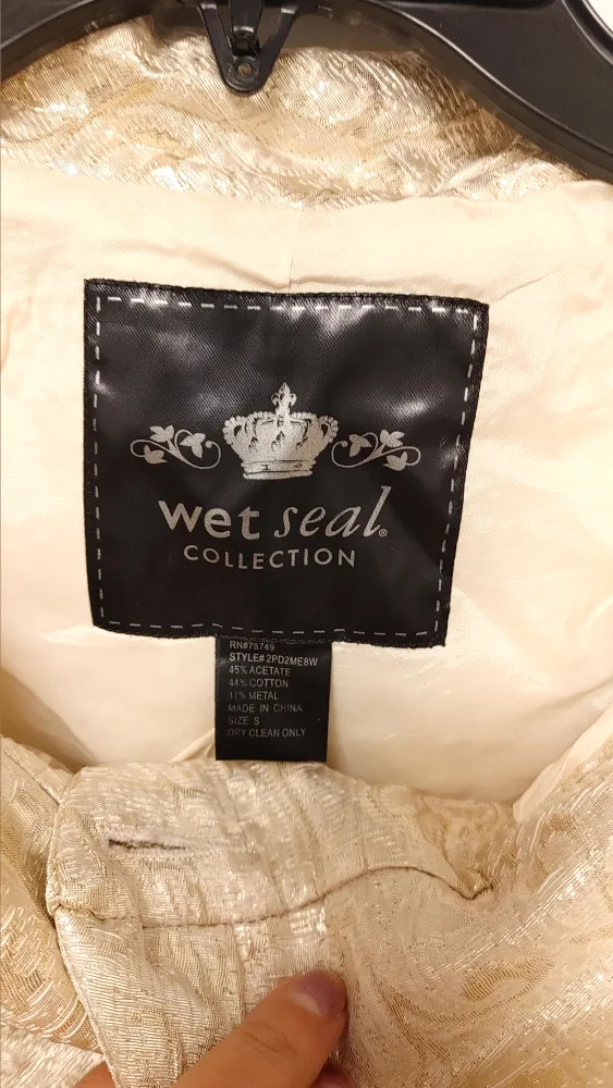 Wet Seal Collection Gold Cropped Jacket size xs image indicator(4)