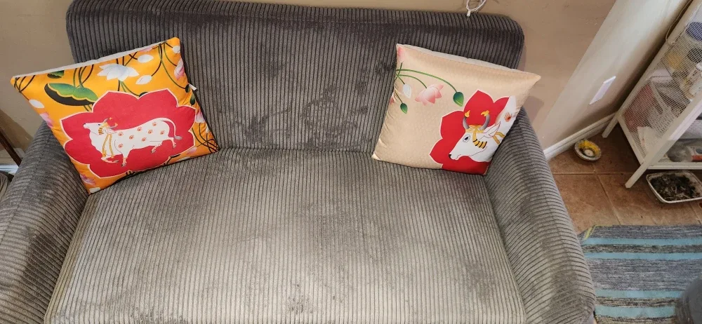 Grey Corduroy Loveseat Sofa